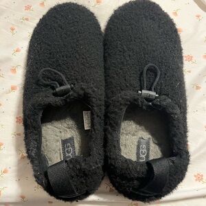 UGG Black Fuzzy Slippers